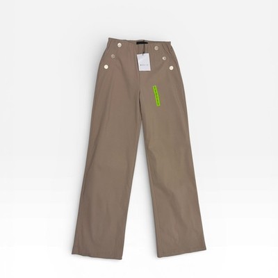 Mohito Damen Hose Gr. 36 Beige High Waist Weites Bein Stretch Stofhose
