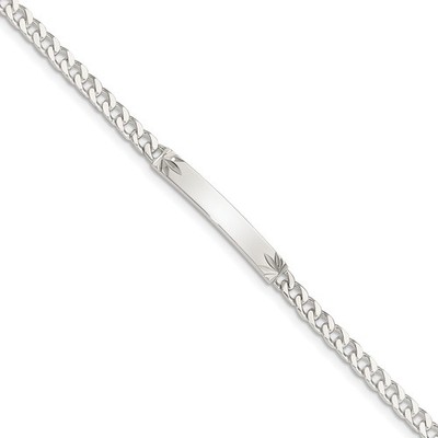 Sterling Silver Polished Engraveable Curb Link ID Bracelet 5.4g Mens Womens