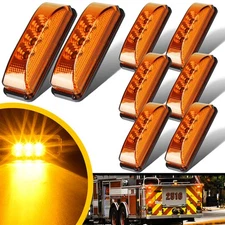 8x 3LED Side Marker Lights Amber Clearance Light Truck Trailer RV 12V Waterproof