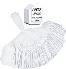 1000 Blank White Merchandise Price Tags with Strings Size 5 Retail Strung Labe