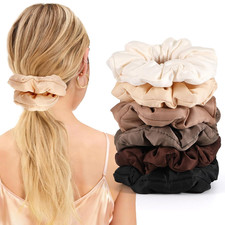 6 Pcs Large Satin Hair Scrunchies for Women, Soft Pillow Satin Scrunchies, Sleep
