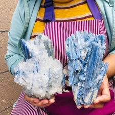 2 pieces 5.3LB Natural Blue Crystal Kyanite Rough Gem mineral Specimen 1913