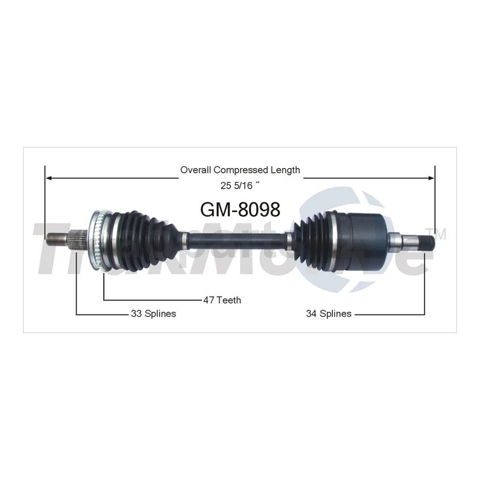 2 Front TrakMotive CV Axle Joint Shaft For Buick Regal 1992 1991 1990 1989 1988 - Image 3 of 3