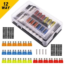 12 Way Blade Box Fuse Block Holder LED Indicator 12V Auto Marine Boat Waterproof