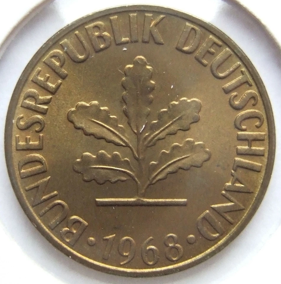 Münze Bundesrepublik Deutschland 5 Pfennig 1968 G in Stempelglanz - Bild 2 von 2