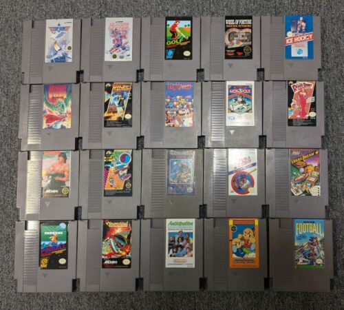 20 Nintendo NES Game Lot Top Gun, Commando, Pinball, Dr Mario, Rambo, Drag Warr