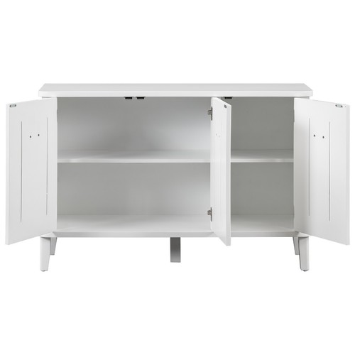 Simple and Atmospheric Solid Wood Veneer Storage Cabinet W /3 Acacia Solid Doors - Picture 4 of 24