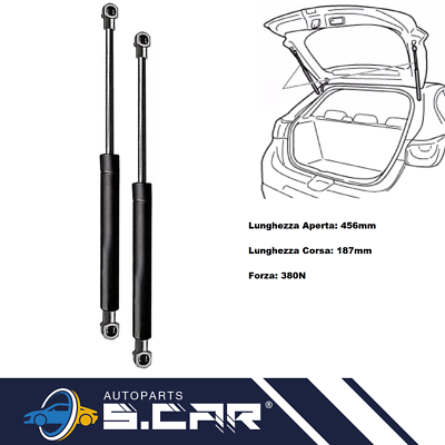 Pistoncini Portellone 1999-2005 2 Molle A Gas Per Cofano Posteriore Fiat Punto 3 Porte (1999-2005) | Ricambio Per Portellone Baule Molle Pistoni Fiat Idea - Foto 10