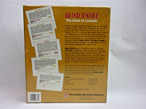 Blind Justice The Game Of Lawsuits Board Game Avalon Hill, 1989 - Picture 2 of 10