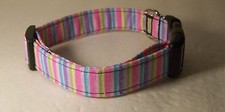 Wet Nose Designs Pastel Spring Stripe Dog Collar Glitter Pink Purple Easter