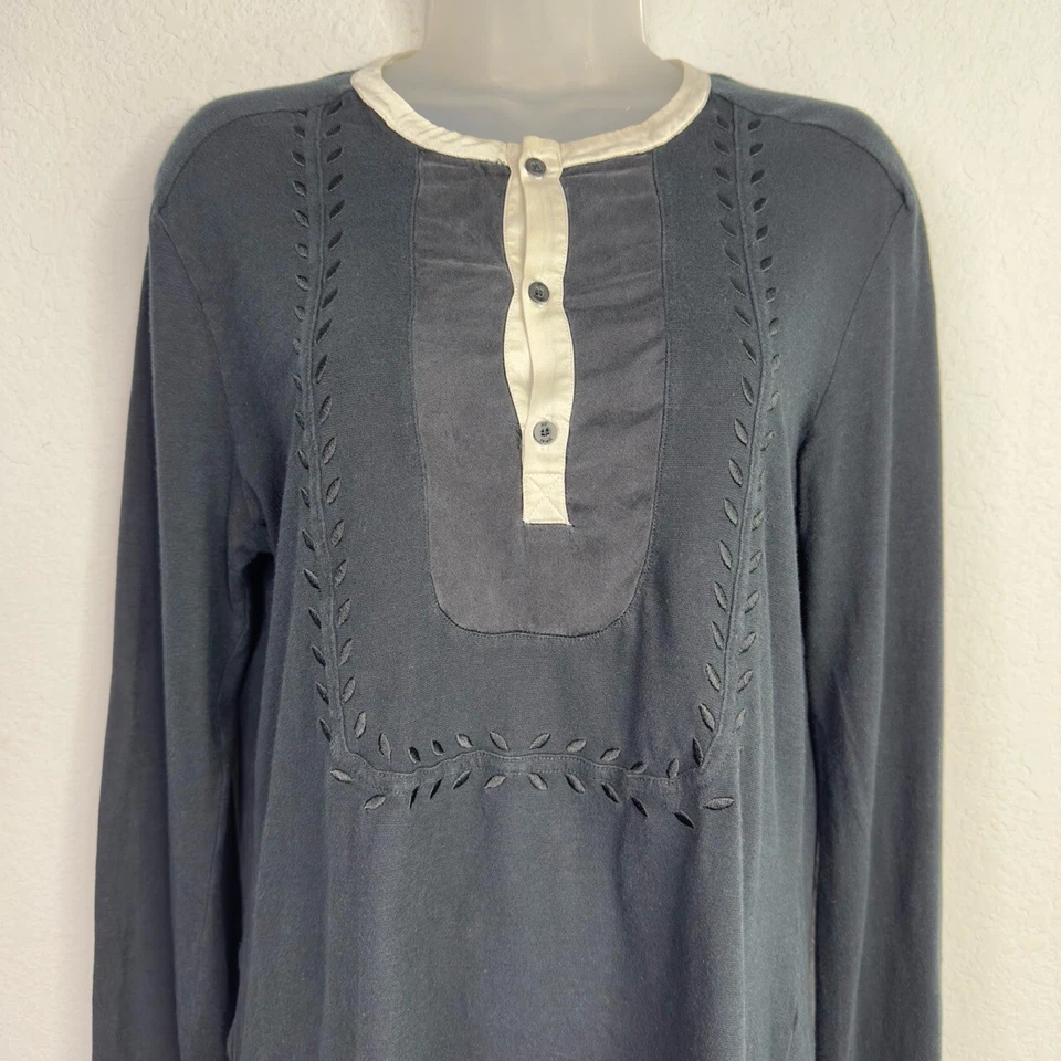 Camisa Just Cavalli Mujer 50 Negro Seda Bordada Boho Diseñador Y2K Henley Foto 3 de 4