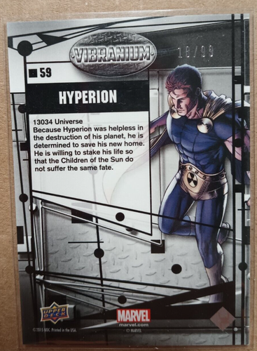 HYPERION 2015 UD Marvel Vibranium #65 REFINED Parallel SP 18/99 - Picture 2 of 2