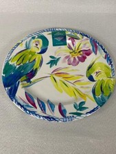 ARTISTIC ACCENTS TROPICAL PARROT MELAMINE DINNER PLATES - MULTI-COLOR - S/2
