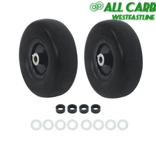 2-Pcs 9x3.50-4'' Flat Free Lawnmower Tire & Wheel Assemblies PU Solid Tire