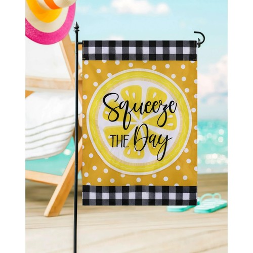 Meadow Creek Summer 18" x 12.5" Lemon "Squeeze the Day" Outdoor Garden Flag-NEW - Picture 3 of 3