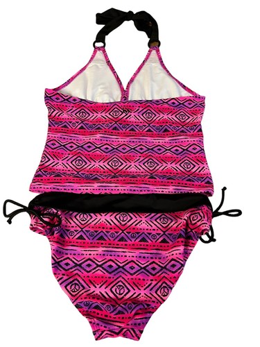 Justice 2pc Bathing Suit Size 18 Multicolored Halter Straps - Picture 2 of 8