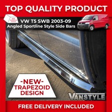FITS VW T5 TRANSPORTER SWB 03>09 SPORTLINE ANGLED TRAPEZOID SIDE BAR STAINLESS