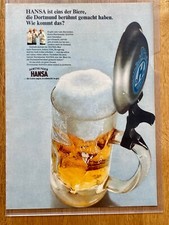1966 Dortmunder Hansa Bier Bierglas Original Vintage Advert Werbung Reklame