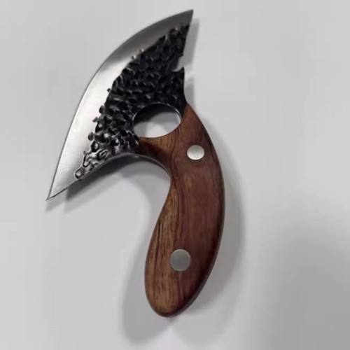 Coltello Chef Curvo Acciaio Inox | Coltello Utilità Cucina Fatto a Mano | Manico Legno - Foto 4 di 5