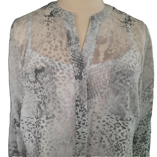 Covington Blouse & Tank Set Womens 1X Gray White Reptile Print Tunic Boho Career - Picture 2 of 23
