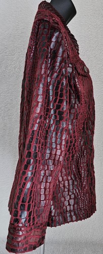 Ruby Rd Womens Jacket Coat Size 14 Burgundy Black Snakeskin LOOK - Picture 23 of 24