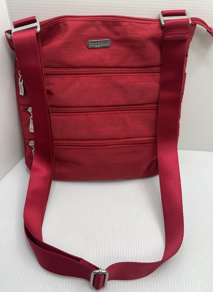 Baggallini Red Zipper Travel RFID Protected Lightweight Crossbody