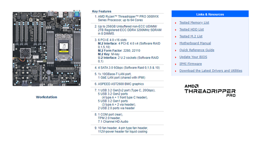 Supermicro M12SWA-TF AMD WRX80 8*DDR4 ATX VGA Socket sWRX8/SP3 M.2 U.2 Ryzen - Bild 2 von 5