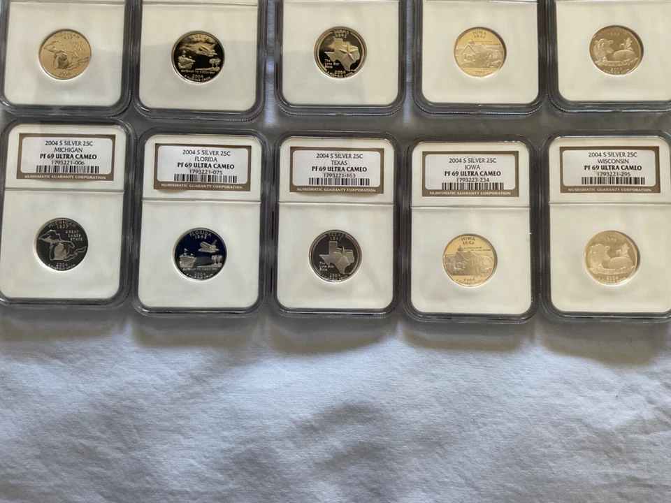 Year 2004 United States mint state quarters lot of 15 graded by ICG and NGC - Image 4 of 4