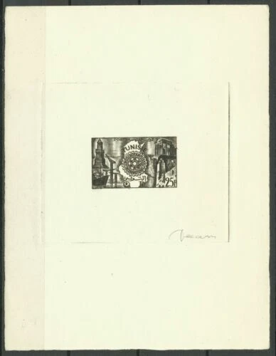 Timbres à thème épreuves, essais noirs avec 1 timbre