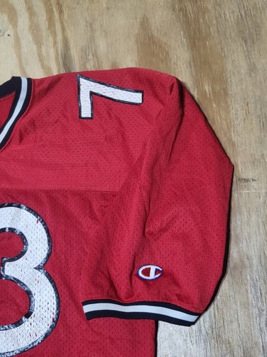 VTG Champion BLANK Football Jersey Men L Red Made in USA @j8 - Picture 4 of 9