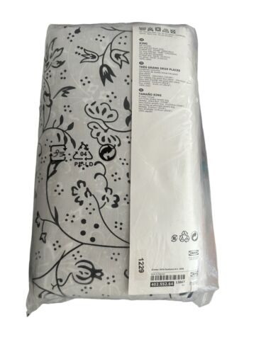 IKEA ALPNARV King Duvet Cover w/ 2 Pillowcases KING Bed Set Black White Floral - Picture 2 of 4