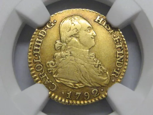 1792 MADRID 1 ESCUDO NGC XF40 GOLD CHARLES IV SPAIN DOUBLOON COLONIAL ERA