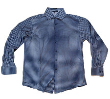 Tommy Hilfiger Dress Shirt Men's 16 34/35 Blue Check Long Sleeve Regular Fit