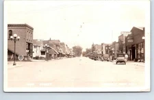 RPPC Real Photo Postcard Minnesota Madelia Main St White Eagle Gas Sign