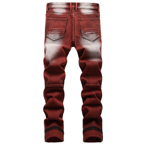 Moda Para hombres Jeans Elastizados Calce Ajustado Pantalones Informales Largos Estampados Denim Pantalones - Imagen 18 de 38