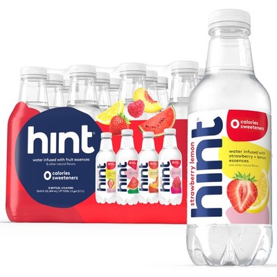 Hint Fruit-Infused Bottled Water, 4-Flavor Red Variety 16 Fl Oz (Pack of 12) 