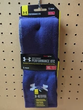Under Armour Performance OTC Purple White SOCCER Men Sock XLARGE Size 13-16 NEW