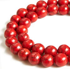 100pcs 8mm Red Turquoise Beads Natural Gemstone Beads Round Loose Beads for Craf