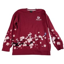 Disney Princess Mulan Floral Embroidered Crewneck Sweatshirt Women's Medium