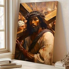 Modern Black Jesus Canvas Wall Art African American GOD  16x24