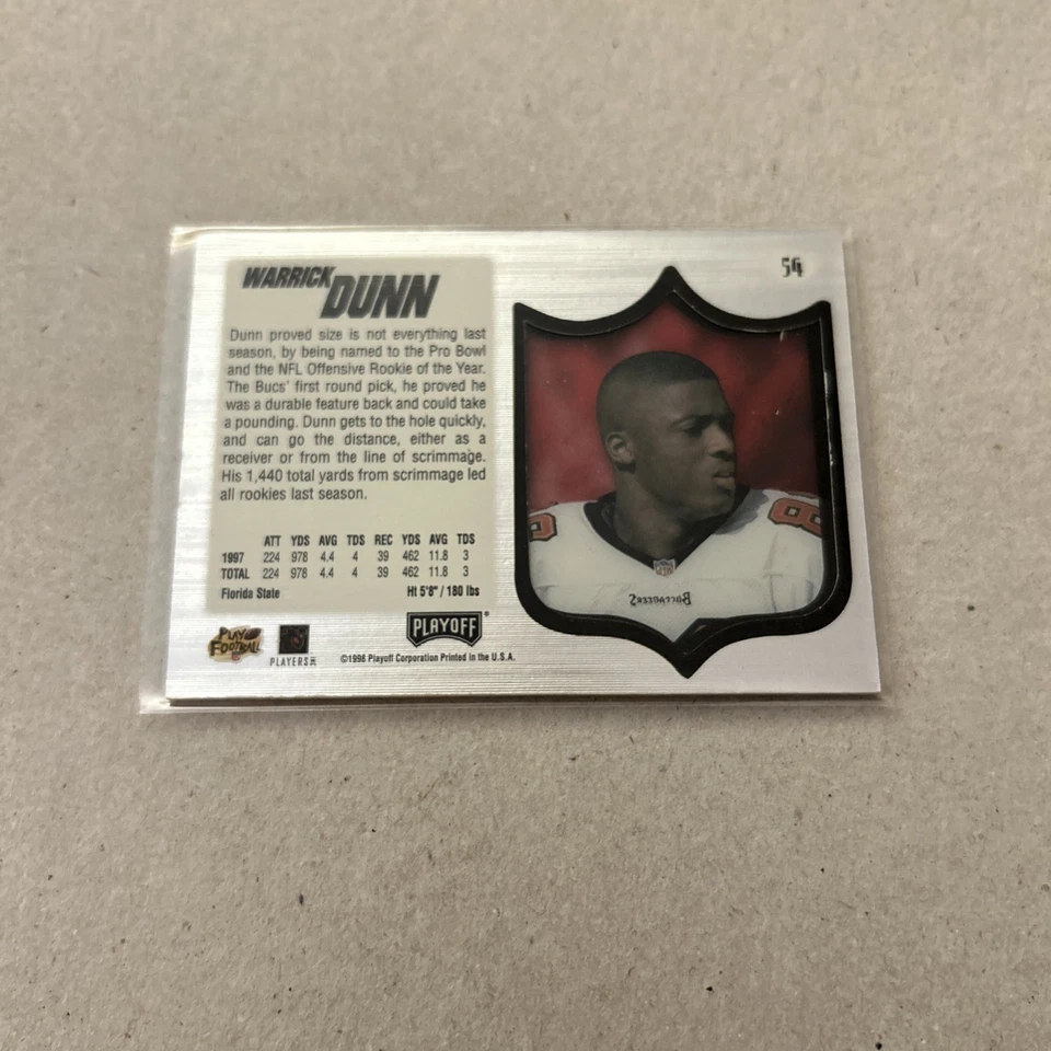 1998 Playoff Absolute SSD Warrick Dunn #54 Tampa Bay Buccaneers Football - Image 2 of 2