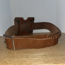 Vintage Smith & Wesson Leather Ammo Belt with Pouch- Size Medium Made In USA