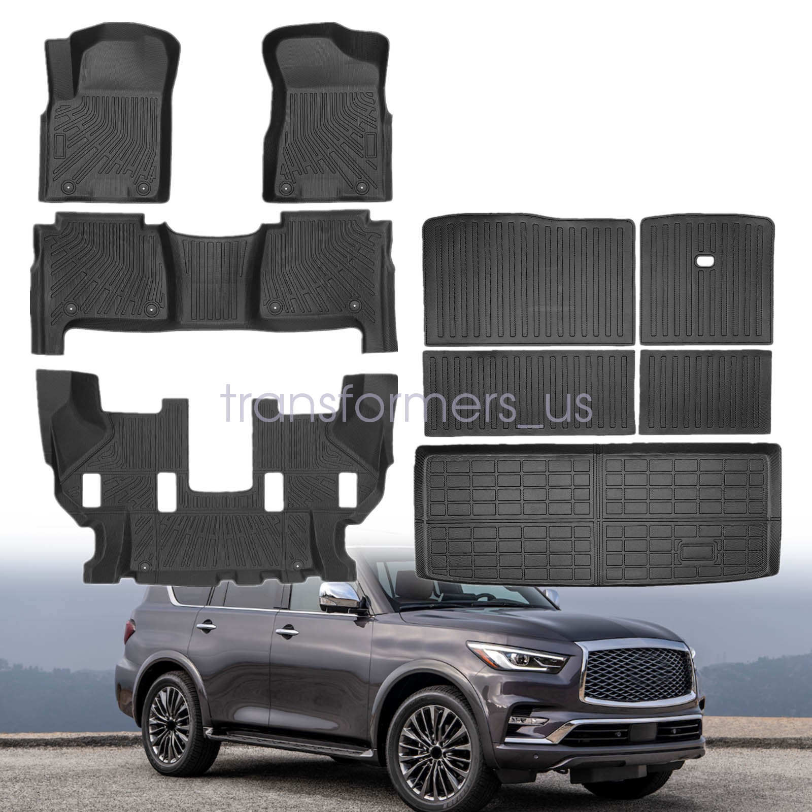 TPE Floor Mats/Trunk Cargo Liner For 2019-2024 Nissan Armada/Infiniti QX80 7Seat
