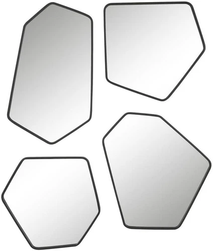 Contemporary Black Iron & Glass Mirror Set of 4 by  Linneah - Picture 1 of 5