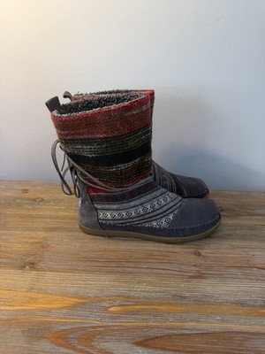 TOMS Nepal Tribal Print Faux Fur Lined Boots Gray Multicolor Women s Size 7.5