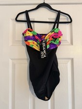 Vintage Colorful La Blanca One Piece Swimsuit Size 12 Made in USA New NOS NWT