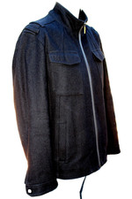 Structure Men's Wool Jacket Black Zip Up SZ L/G 4 Front Pockets Adjustable Cuffs