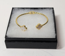 Mother Of Pearl & Sparkling Stone Clover Gold...
