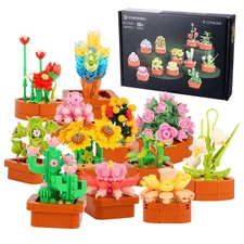 1403 PCS 3.6mm Mini Succulent Flower Building Blocks Set - 12 Pack Creative B...