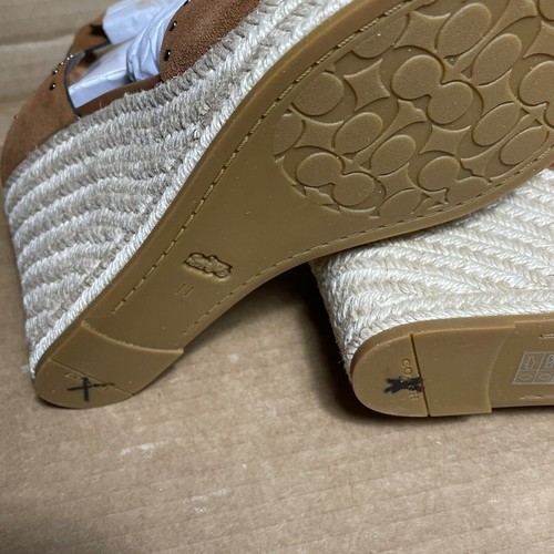 Coach Kelsi Brown Studded Strappy Suede Espadrilles Wedges Shoes NEW Size 11 - Picture 7 of 10